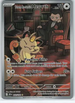 Team Rocket's Meowth - 203/182 Illustration Rare Destined Rivals NM Pokemon - Image 1
