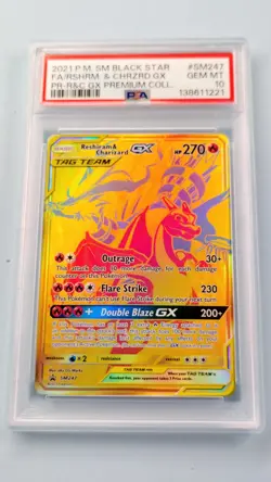 Reshiram Charizard GX Tag Team PSA 10 GEM 2021 Pokemon Sun & Moon Black Star FA - Image 1