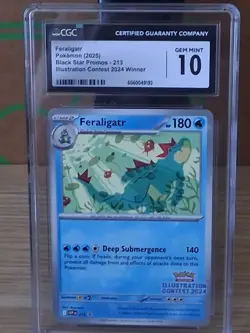Pokemon TCG CGC 10 Feraligatr SVP 213 Black Star Promo Illustration Contest 2024 - Image 1