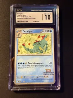 Pokemon TCG Feraligatr SVP 213 Black Star Promo Illustration Contest 2024 CGC 10 - Image 1