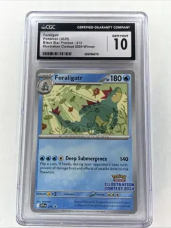 Pokemon TCG Feraligatr SVP 213 Black Star Promo Illustration Contest 2024 CGC 10 - Image 1