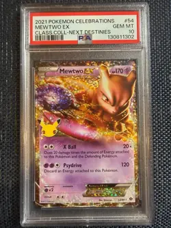 Mewtwo EX 54 PSA 10 2021 Pokemon Celebrations Classic Collection Next Destinies - Image 1
