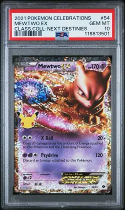 2021 Pokemon Celebrations Mewtwo ex Classic Collection-Next Destinies 54 PSA 10 - Image 1