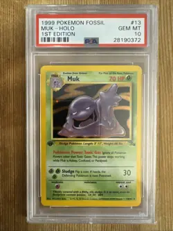Pokemon TCG - Muk 13/62 1st Edition Fossil PSA 10 - Image 1