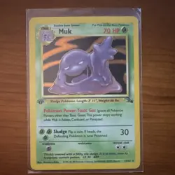 Pokemon TCG Muk 1st Edition Fossil 13/62 Holo Rare 70 HP Stage 1 Card - Image 1
