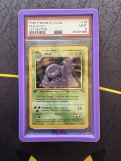 Pokemon TCG Fossil Muk 13/62 Holo Rare 1st Edition PSA 9 Mint - Image 1