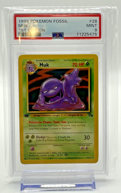 Pokemon 1st Edition Fossil Muk 28/62 PSA 9 English TCG - Image 1