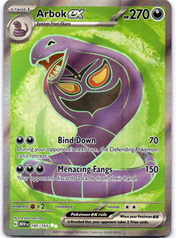 Pokemon TCG Arbok ex 185/165 Scarlet & Violet 151 Full Art Holo Rare Near Mint - Image 1