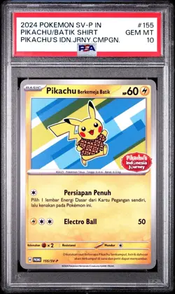 2024 POKEMON INDONESIAN SV-P PROMO #155 PIKACHU IN BATIK SHIRT PSA 10 - Image 1