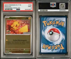 PSA 9 MINT Pikachu 100/SV-P Paradoks Andalan Stamped Promo Reverse Holo Pokemon - Image 3