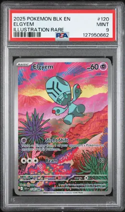 2025 POKEMON BLK EN-BLACK BOLT ILLUSTRATION RARE #120 ELGYEM PSA 9 - Image 1