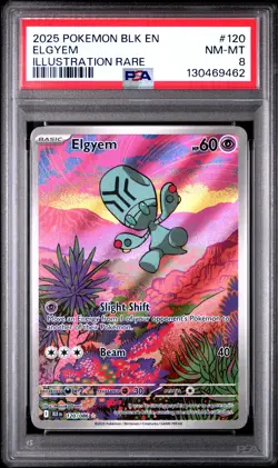 2025 POKEMON BLK EN-BLACK BOLT ILLUSTRATION RARE #120 ELGYEM PSA 8 - Image 1