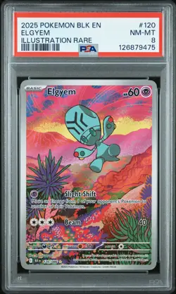 2025 POKEMON BLK EN-BLACK BOLT ILLUSTRATION RARE #120 ELGYEM PSA 8 - Image 1