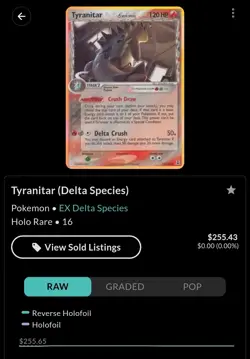 Pokemon TCG Tyranitar EX Delta Species 16/113 Reverse Holo Rare Stamped - Image 1
