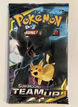 Pokemon Sun & Moon Team Up Sealed Booster Pack Zekrom And Pikachu Artwork - Image 1