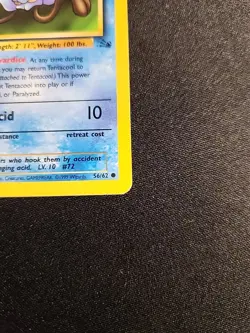 1999 Pokemon Fossil-First Edition Tentacool 56/62 - Image 5