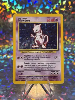 Pokemon TCG Mewtwo Base Set 10/102 Holo Unlimited Holo Rare HEAVILY PLAYED - Image 1