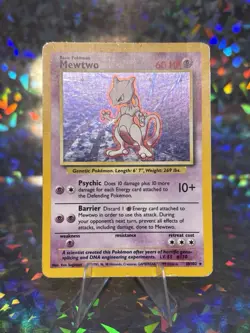 Pokemon TCG Mewtwo Base Set 10/102 Holo Unlimited Holo Rare HEAVILY PLAYED - Image 2