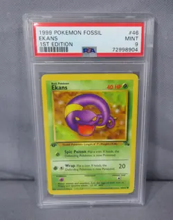 EKANS Pokemon 1999 Fossil Set 46/62 1st Edition Card PSA Graded 9 Mint - Image 1
