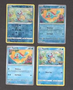 Squirtle Pokemon Card Collection Set of 4 English Cards 151 / GO Reverse Holo - Image 1