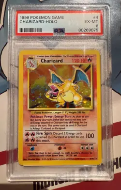 Pokemon Game PSA 6 EX MINT CHARIZARD - Holo Unlimited 1999 Base Set # 4/102 - Image 1