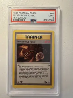 1999 Pokemon Mysterious Fossil 1st Edition Gem Mint PSA 9 Non Holo Card 62/62 - Image 1
