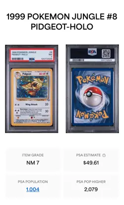 PSA 7 Graded Pokemon Card Rare 1999 Jungle Pidgeot Holo 8/64 - Image 3