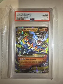 2016 POKEMON XY GENERATIONS M CHARIZARD EX 12/83 FULL ART ULTRA RARE HOLO PSA 8 - Image 1