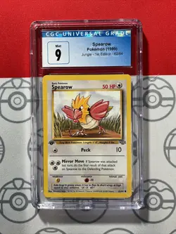 CGC 9 1999 Pokemon Jungle 1st Edition Spearow Card 62/64 MINT PSA 3019 - Image 1
