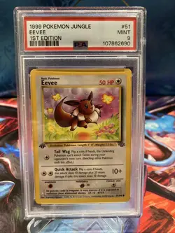 Pokemon TCG Eevee 1st Edition Jungle, Card 51/64, WOTC, PSA 9 Mint - Image 1