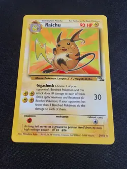 Pokemon Raichu 29/62 Fossil Unlimited Ultra Rare Non Holo Card NM - Image 2