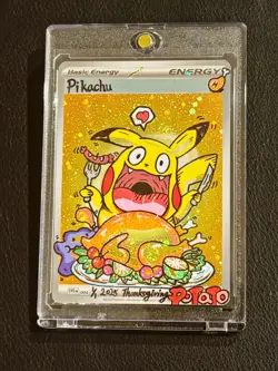 Pikachu with Grey Felt Hat 085 Sv: Scarlet Violet Promo Cards Hand draw Pika DIY - Image 1