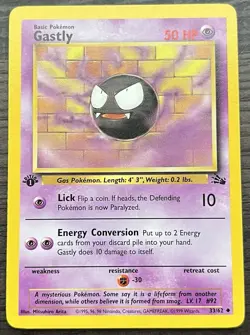 1st Edition Gastly 33/62 Pokemon TCG WOTC Base Set Fossil MINT NM - Image 1