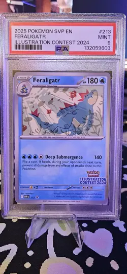 2023-25 Pokemon Black Star Promos Feraligatr Illustration Contest 2024 PSA 9 - Image 1