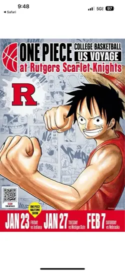 One Piece Monkey.D.Luffy College Basketball US Voyage Promo Card Sealed Rutgers - Image 3