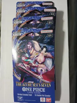 4x One Piece TCG The Azure Sea's Seven Factory Sealed Sleeved Booster OP-14 - Image 1