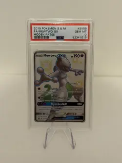 2019 POKEMON SUN & MOON HIDDEN FATES #SV59 FULL ART/MEWTWO GX PSA 10 - Image 4