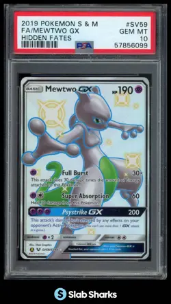 2019 POKEMON SUN & MOON HIDDEN FATES #SV59/SV94 MEWTWO GX FULL ART PSA 10 - Image 1