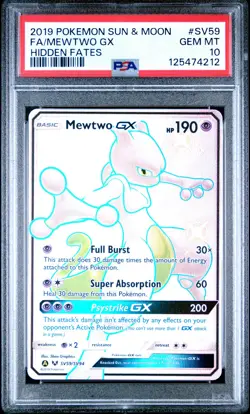 2019 POKEMON SUN & MOON HIDDEN FATES #SV59 FULL ART/MEWTWO GX PSA 10 - Image 1