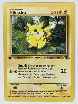 Pikachu MP 60/64 1st Edition Jungle Pokemon TCG Regular - Image 1