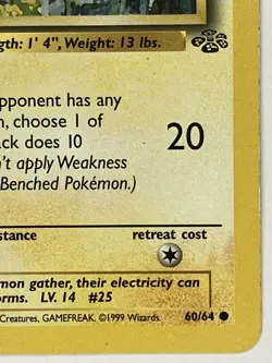 Pikachu MP 60/64 1st Edition Jungle Pokemon TCG Regular - Image 4