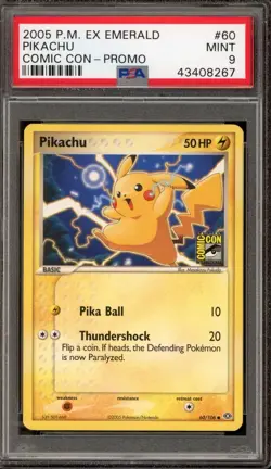 PSA 9 Pokemon EX Emerald Pikachu SDCC Comic-Con Promo Graded Card 60/106 - Image 1