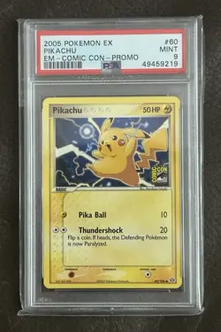CARTA POKEMON EX PIKACHU GRADATA PSA 9 # PROMO # COMIC CON 2005 # 60 # - Image 1