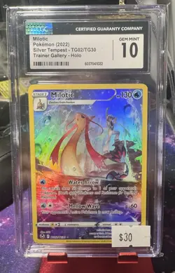 CGC 10 GEM MINT Pokemon Milotic Trainer Gallery Silver Tempest TG02/TG30 - Image 1