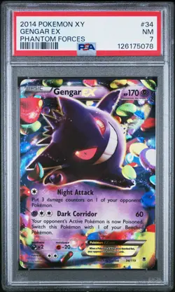 2014 Pokemon Xy Phantom Forces Gengar EX #34 Phantom Forces PSA 7 - Image 1
