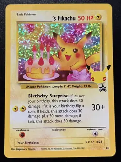 Birthday Pikachu Holo 24 Celebrations Classic Collection Pokemon 2021 NM - Image 1