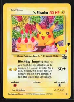 Pokemon Birthday Pikachu 24 Celebrations Classic Collection Ultra Rare Holo NM - Image 1