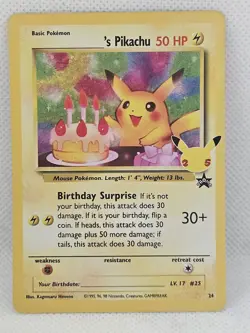 Birthday Pikachu Holo 24 Celebrations Classic Collection Pokemon 2021 NM - Image 1