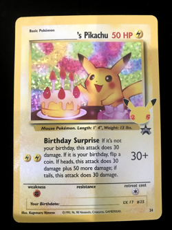 Birthday Pikachu Holo 24 Celebrations Classic Collection Pokemon 2021 NM - Image 1