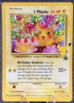Birthday Pikachu - Celebrations Classic Collection #24 - Black Star Promo - NM/M - Image 1